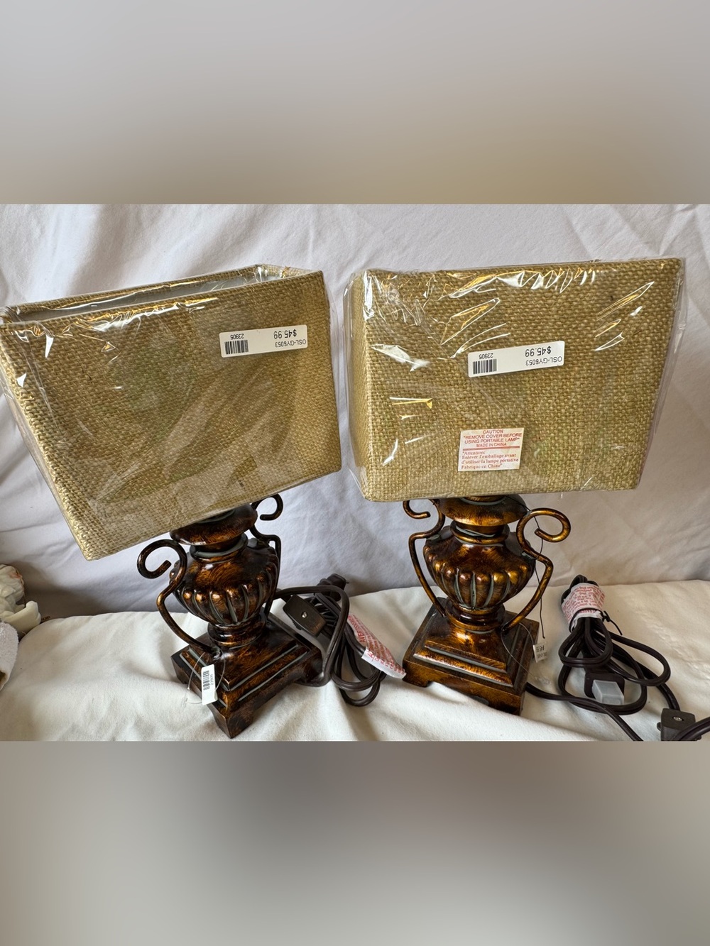 Elegant Bronze Table Lamp with Gold Shade - Home Accents set of 2